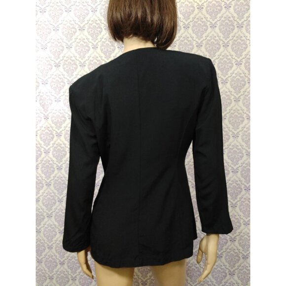 Vtg 80s 90s All That Jazz Blazer Size S Black Double Breasted Gold Buttons - Picture 8 of 11